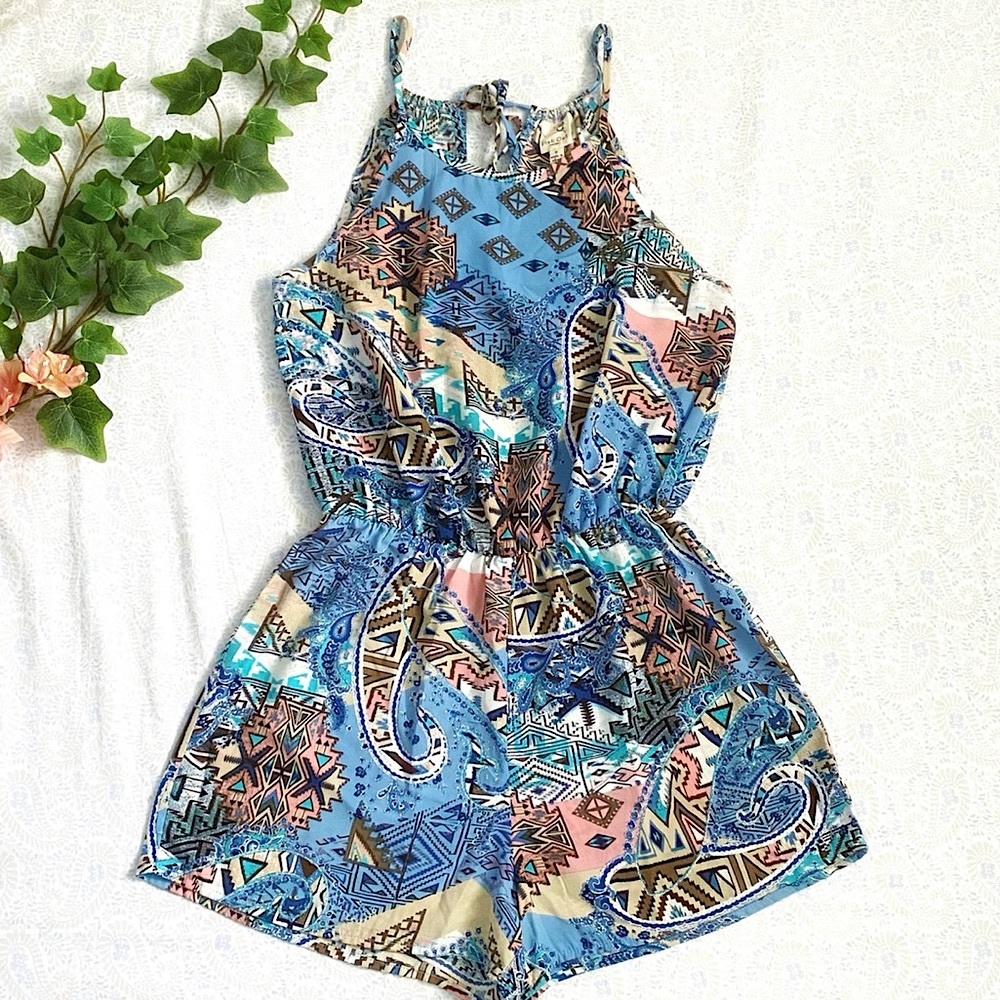 Pink Owl beach tribal print summer romper